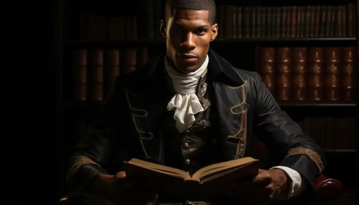 portrait of a Black historian holding an antique book their expression of black history month