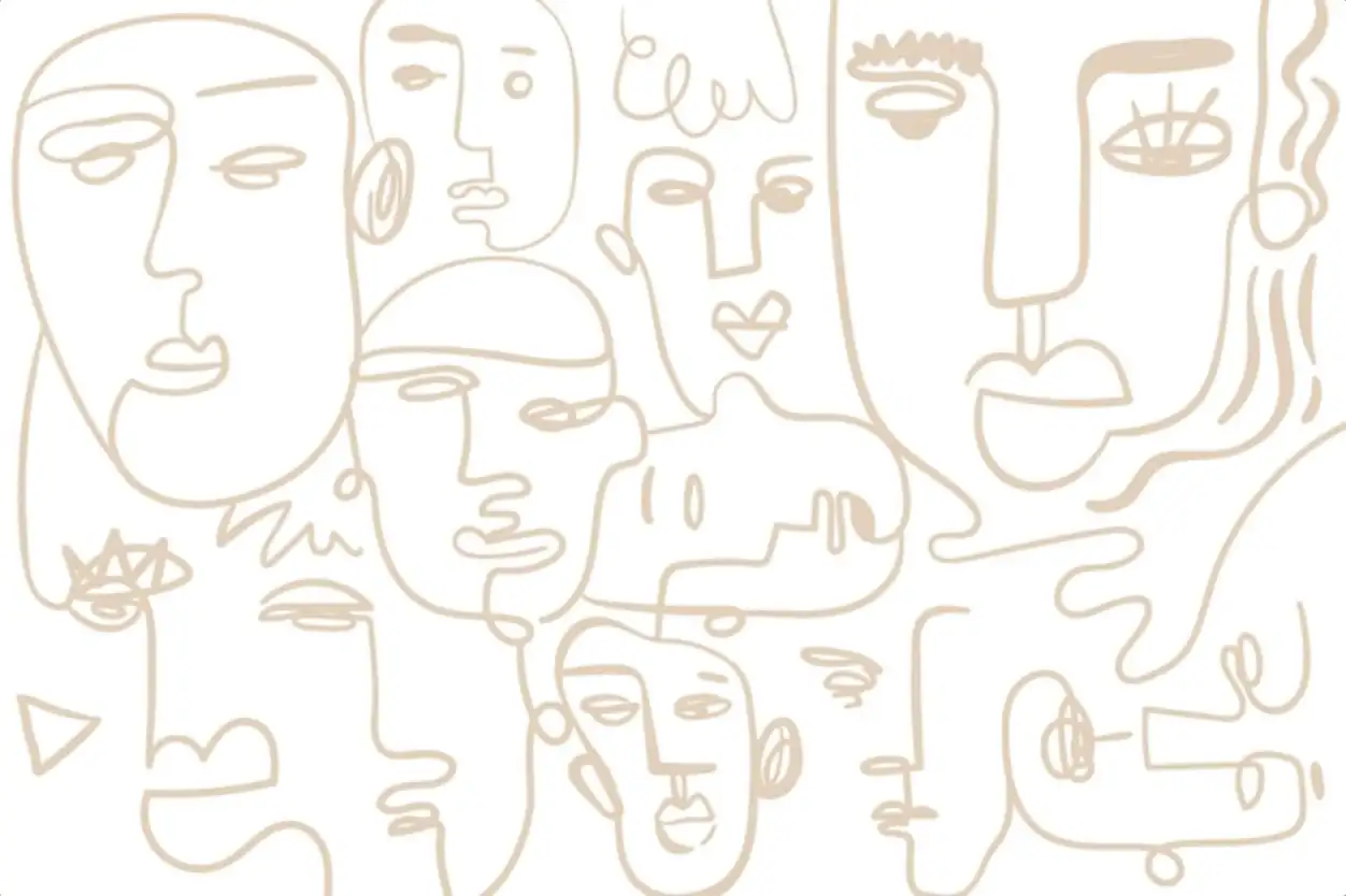 Abstract beige face line drawing background design element
