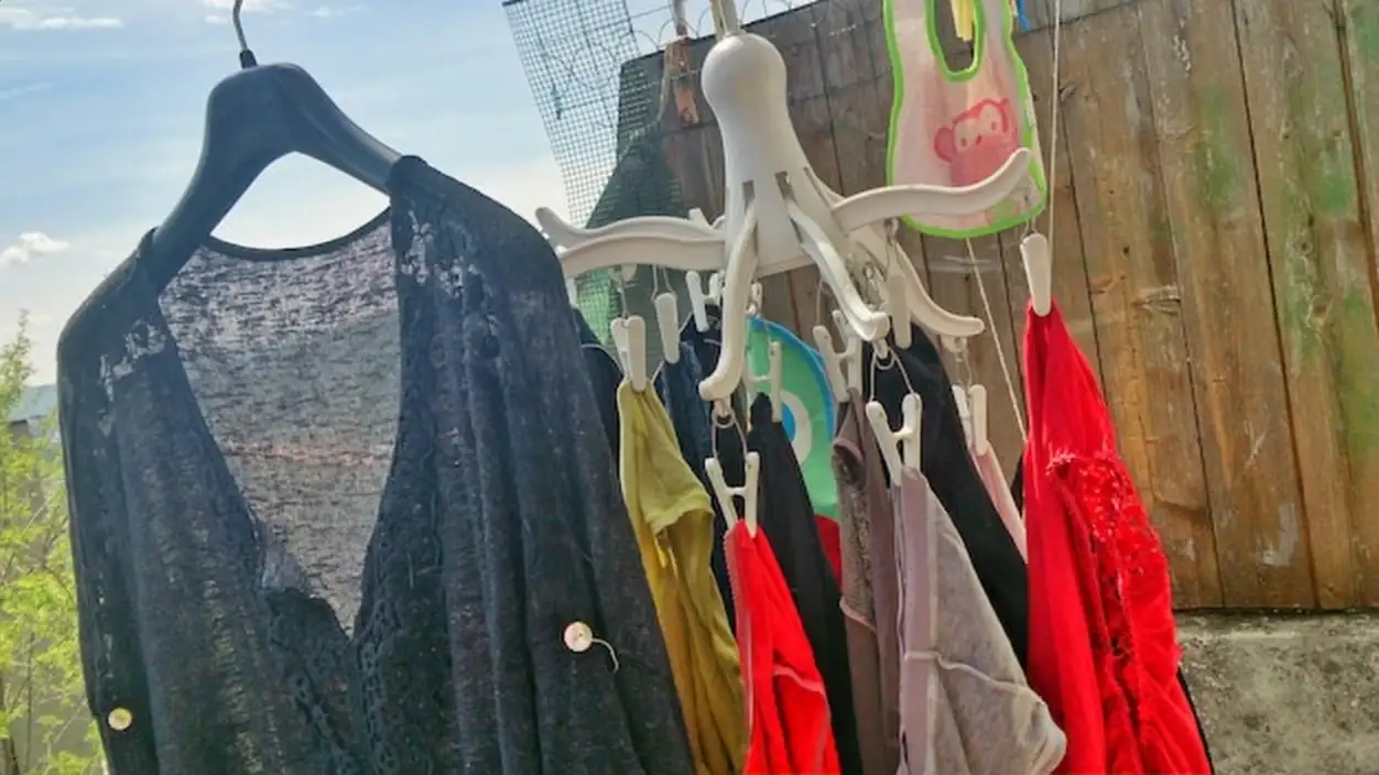 Close-up of clothes hanging outdoors