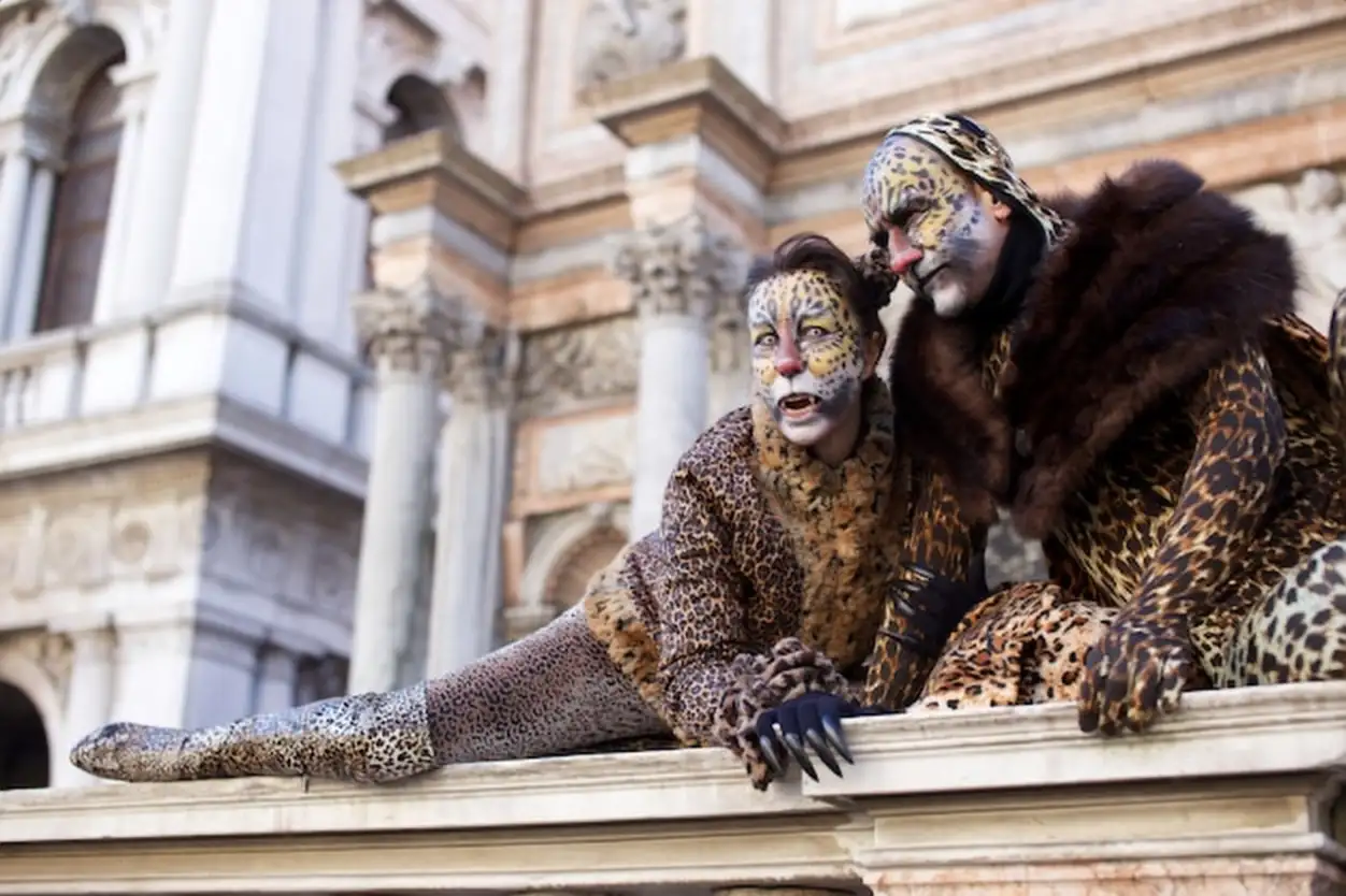 People in costume for Venice carnival party