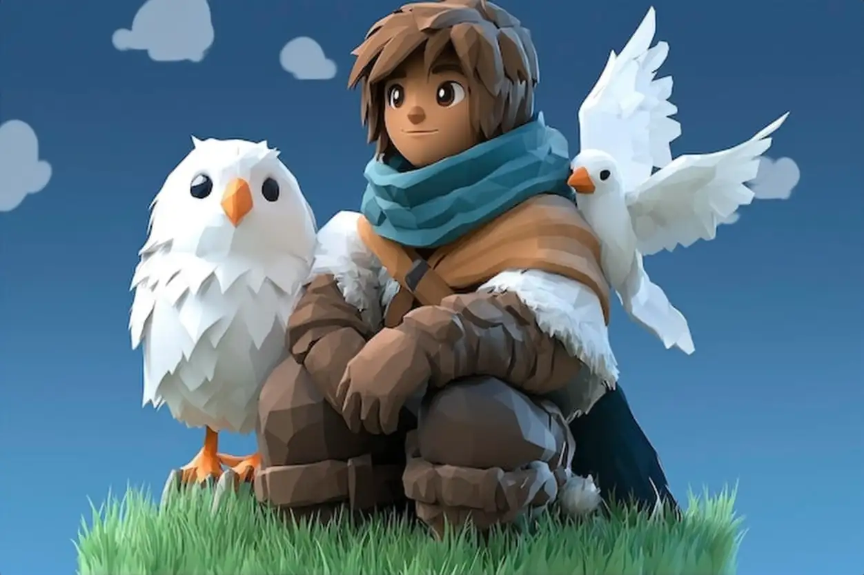 Young Adventurer with Companion Birds
