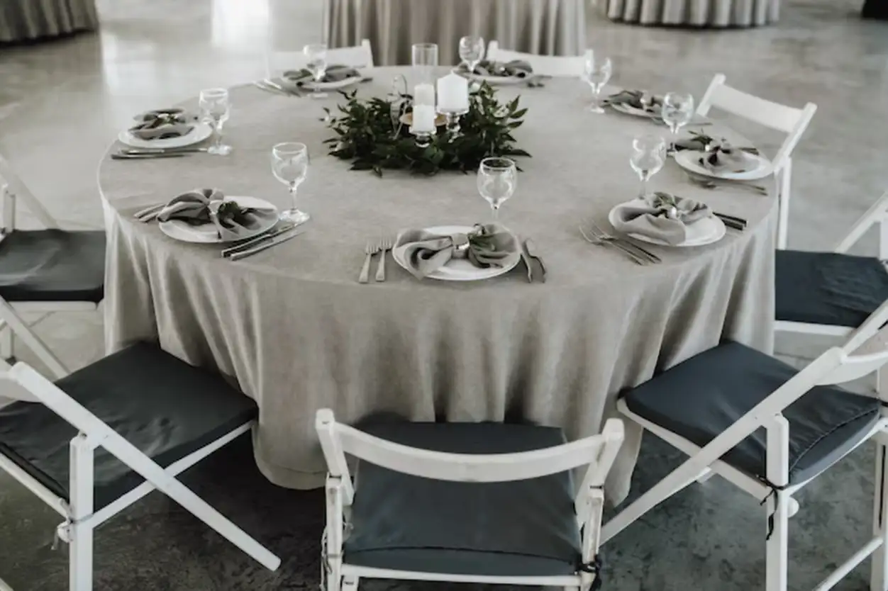 Served table for celebration in minimalistic style
